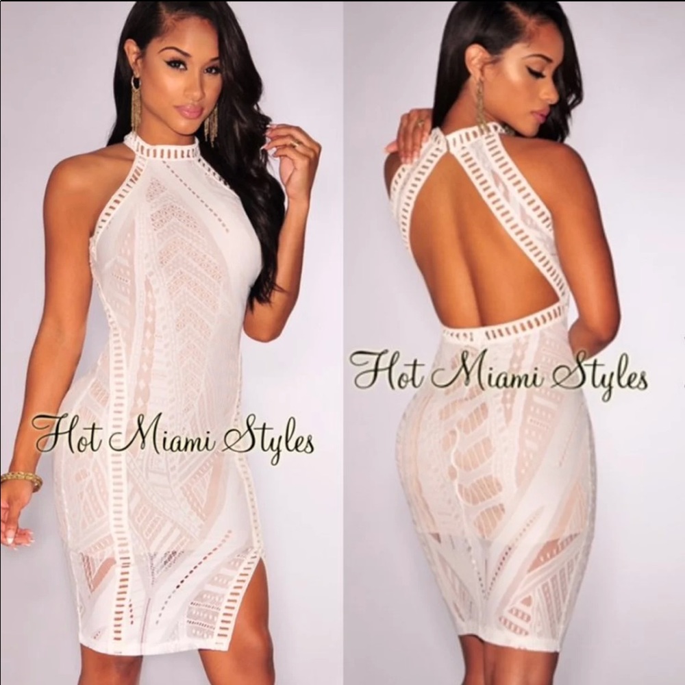 White illustration dress hot Miami styles